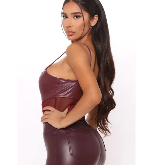 NWOT | Fashion Nova | Hooked On Her Corset Bodysuit | Small | Wine - Picture 5 of 13